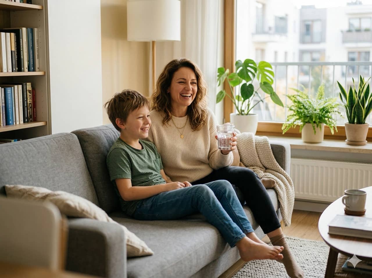 Dziecko z mamą w domu — badania krwi bez stresu