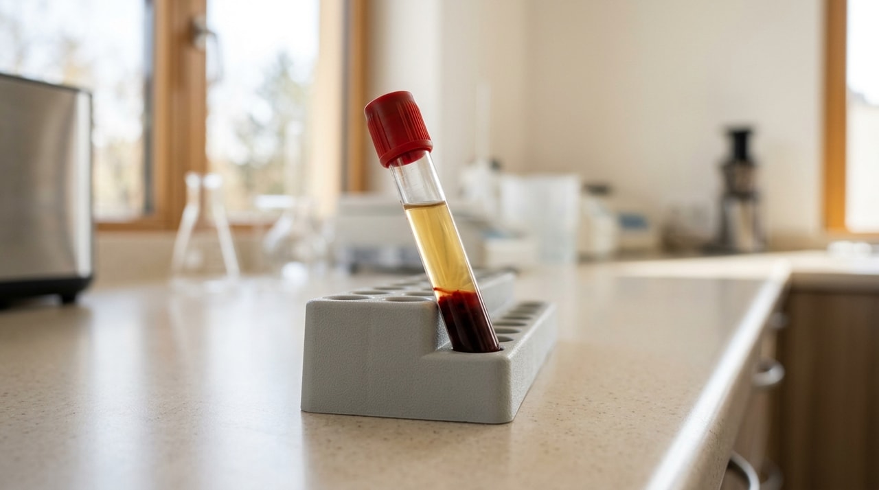 ** Cholesterol HDL – badanie krwi z próbką surowicy w laboratorium