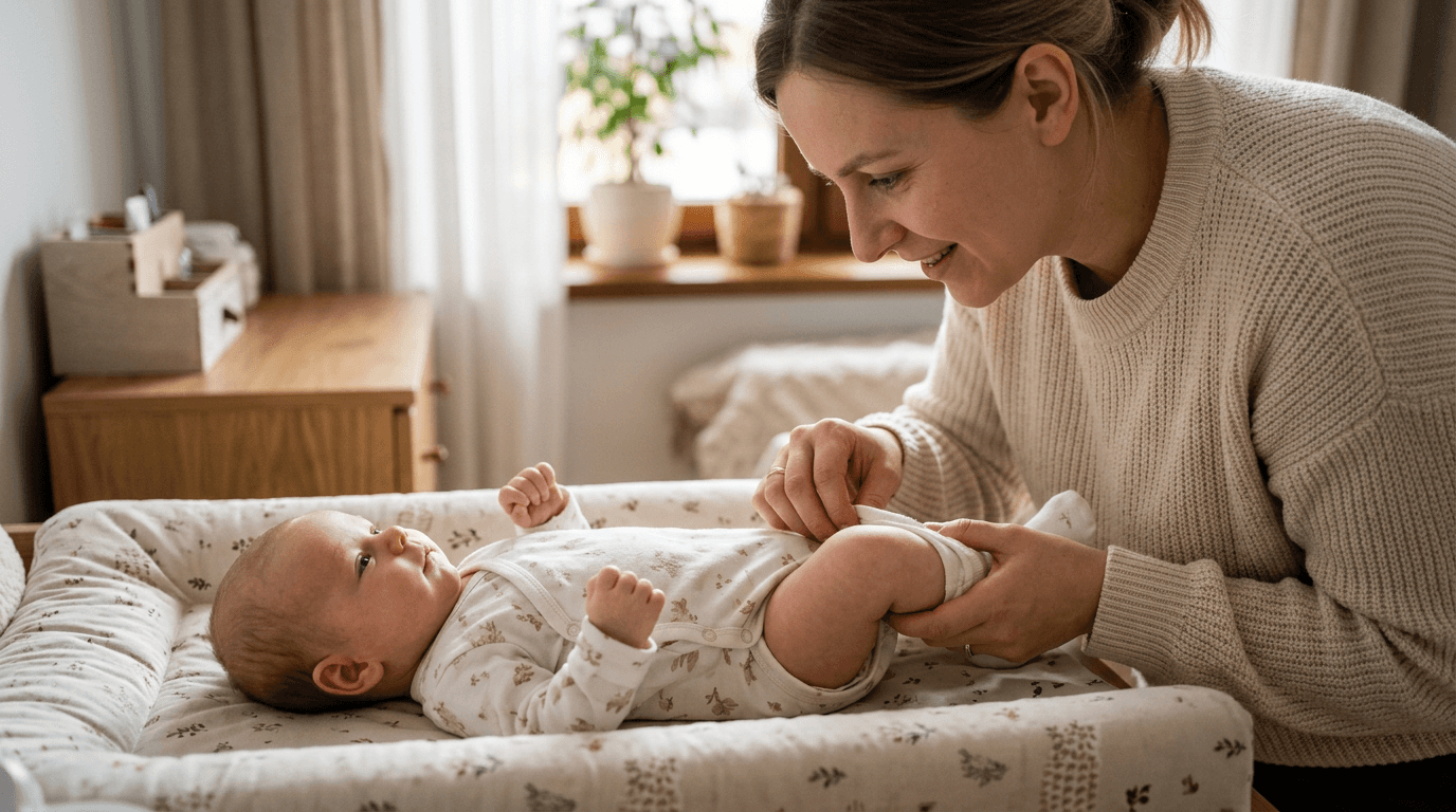Potówki u noworodka – mama sprawdza skórę niemowlęcia