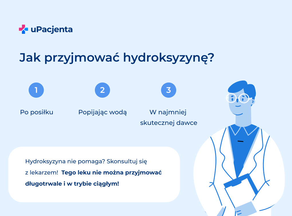 Jak przyjmować hydroksyzynę? - Infografika