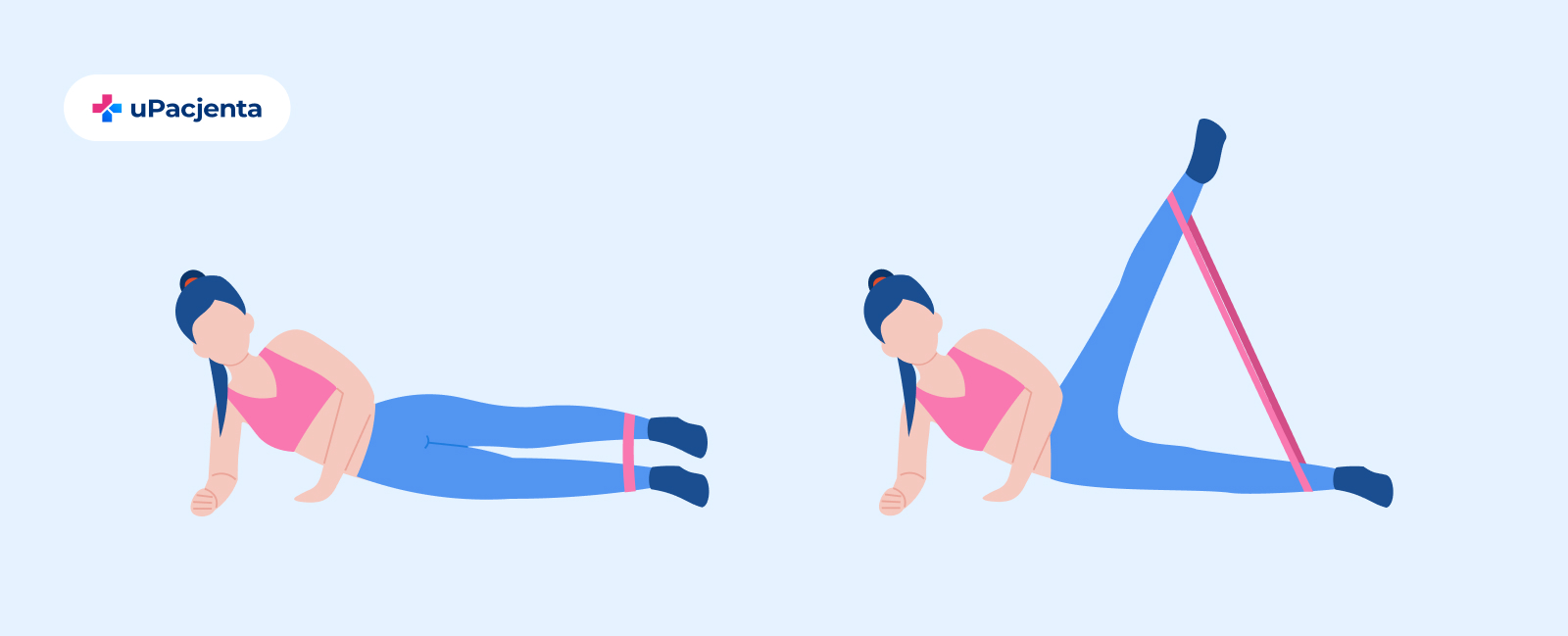 ćwiczenia na ból pleców - wymachy nóg. Leżenie na boku, opierając się na łokaciach i unoszenie nogi zewnętrznej do góry.