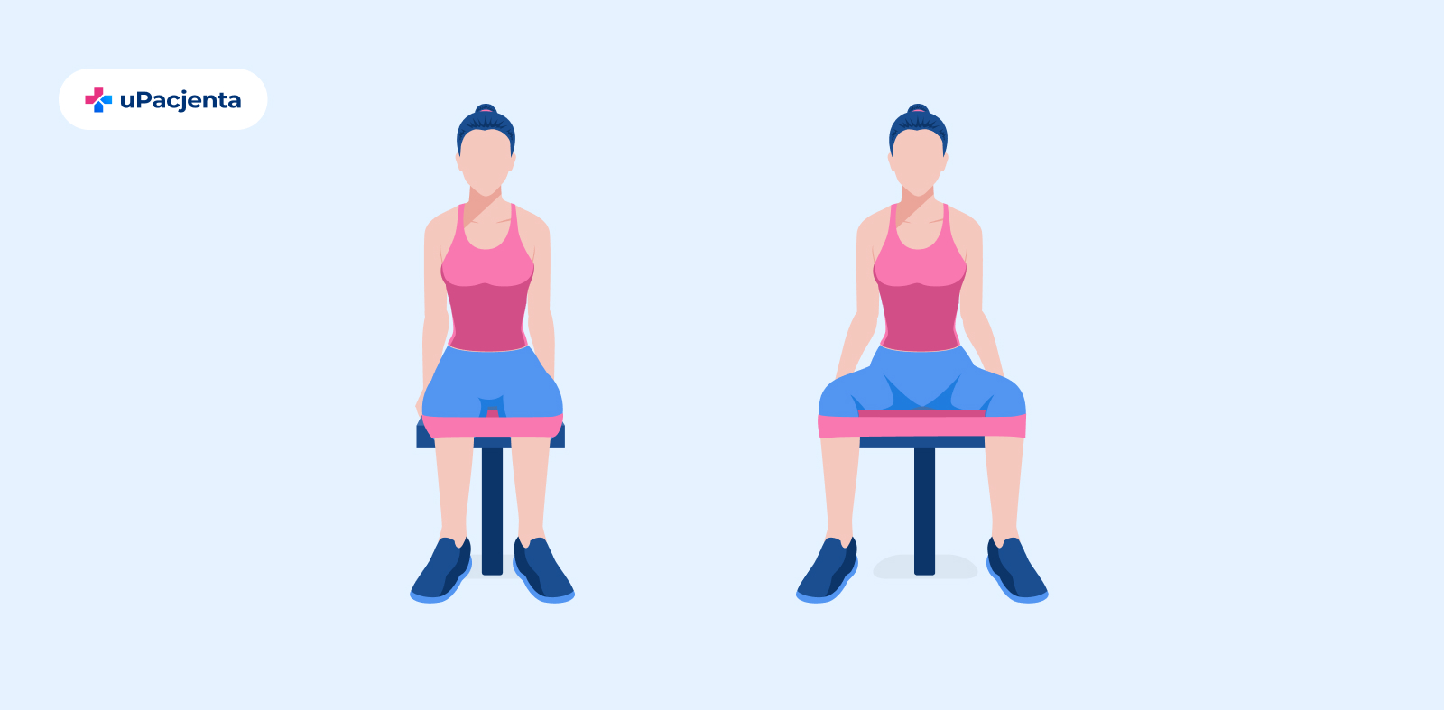 ćwiczenia na ból pleców - rozchylanie nóg siedząc na skraju krzesła lub leżąc na ziemi z uniesionymi biodrami